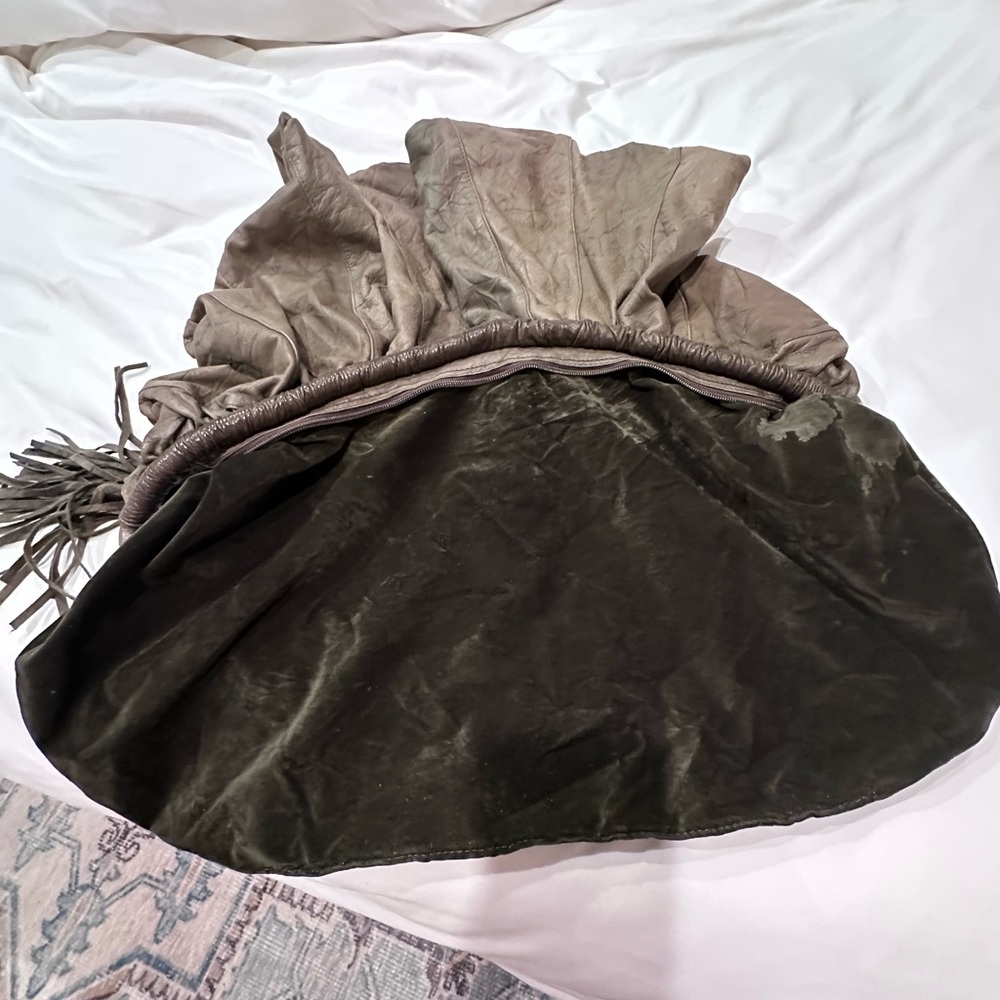 VINTAGE Brio Pinwheel Crinkle Leather Hobo Bag XL Green - Picture 12 of 16